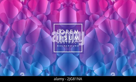 Symmetrical geometric bubble pattern. Abstract background design template. Vibrant neon color gradient. Cyberpunk, dystopian, utopian vibes Stock Vector
