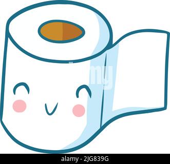 A colorful vector illustration of a toilet paper with a smiling face Stock Vector