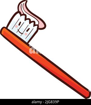 A colorful vector illustration of a cartoon toothbrush Stock Vector
