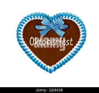 Gingerbread heart from Oktoberfest isolated on white background Stock Photo