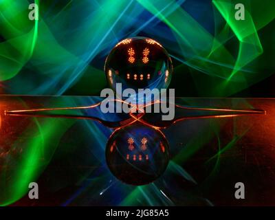 A beautiful shot of a lightpainting with a lensball Stock Photo