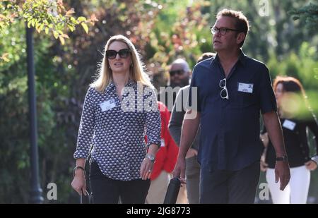 James Murdoch and wife Kathryn Hufschmid Murdoch attending the Rupert ...