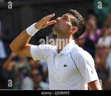 London, Gbr. 08th July, 2022. London Wimbledon Championships Day 08/07/2022 Novak Djokovic (SRB) wins semi-final match beating Cameron Norrie (GBR) Credit: Roger Parker/Alamy Live News Stock Photo