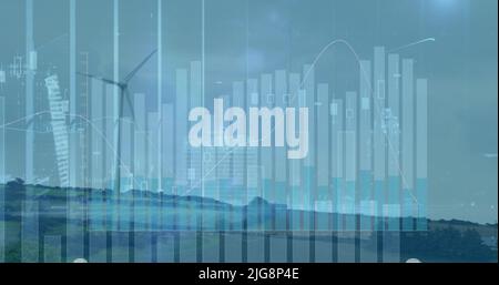 Image of data processing over landscape Stock Photo