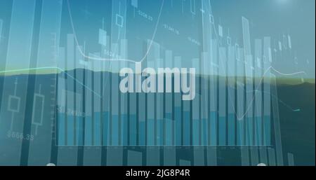 Image of data processing over landscape Stock Photo