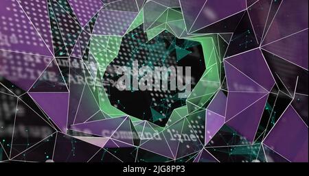 Image of network of connections over binary coding Stock Photo