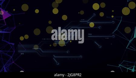 Composition of network of digital icons over computer circuit board Stock Photo