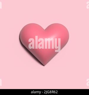 3d pink heart icon. Illustration isolated on white background Stock Vector