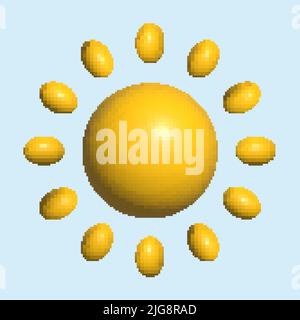 3d yellow icon. Realistic weather symbol design. Vector illustration isolated on light blue backgorund Stock Vector