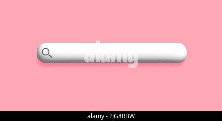 3d search bar. Design for web and mobile app. Vector illustration on soft pink background Stock Vector