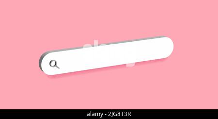 Search bar on pink background. Web search concept. 3d rendering Stock Vector
