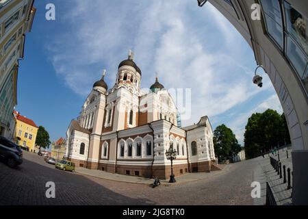 Tallinn, Estonia. July 2022.  External view of the Aleksandr Nevskij cathedral in the city center Stock Photo