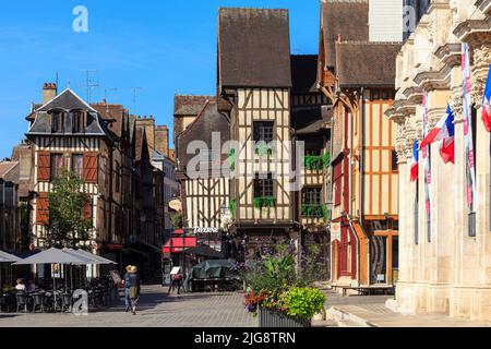 Historical architecture in Troyes, France. Stock Photo