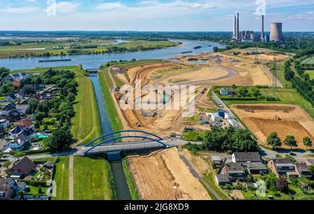 Emscher, new Emschermuendung, Dinslaken, North Rhine-Westphalia, Germany Stock Photo