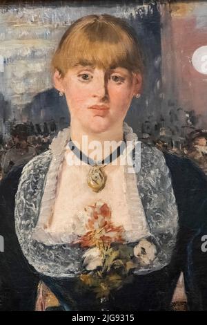England, London, Somerset House, The Courtauld Gallery, Painting titled 'A Bar at the Folies-Bergere' by Edouard Manet dated 1882 Stock Photo