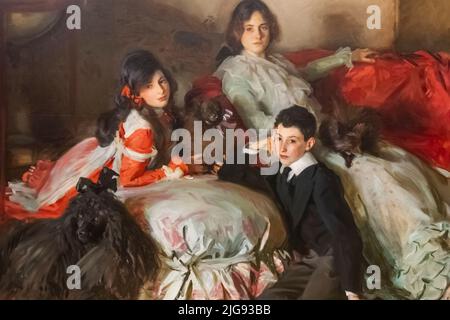 Painting titled 'Essie, Ruby and Ferdinand, Children of Asher Wertheimer' by American Artist John Singer Sargent dated 1902 Stock Photo