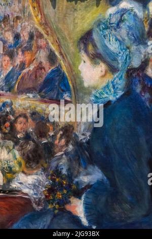 Painting titled 'At the Theatre' (La Premiere Sortie) by Pierre-Auguste Renoir dated 1876 Stock Photo
