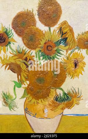 Painting titled 'Sunflowers' by Vincent van Gogh dated 1888 Stock Photo