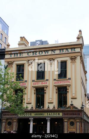 Crown Liquor Saloon Great Victoria Street in Belfast, Northern Ireland. Stock Photo