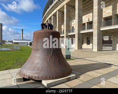 Damaged Olympic bell - Olympic Stadium, Berlin, Germany Stock Photo