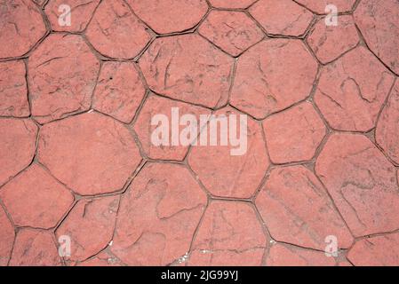 uneven reddish tile flooring, vector cement background texture Stock Photo