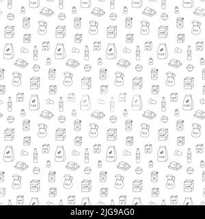 Products for baking seamless pattern. Illustration for packaging, menu, recipe design Stock Vector
