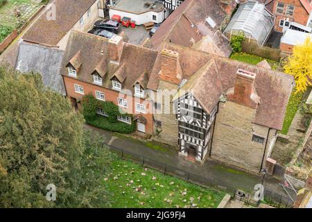 Urban views of Ledbury town in England on the Welsh borders in autumn. Stock Photo