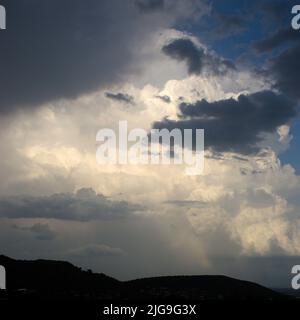 background of light and dark clouds on blue sky, background Stock Photo