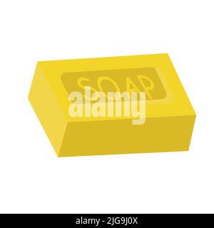 Soap illustration vector icon isolated white background. Cartoon wash object washing care and cleaning. Stock Vector