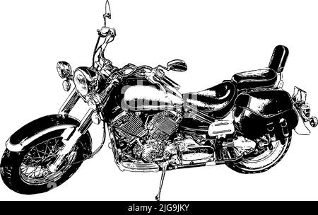 Motorcycle illustration in black on white background Stock Vector