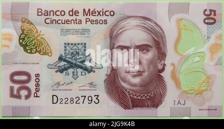Mexican 50 peso currency bank note Stock Photo