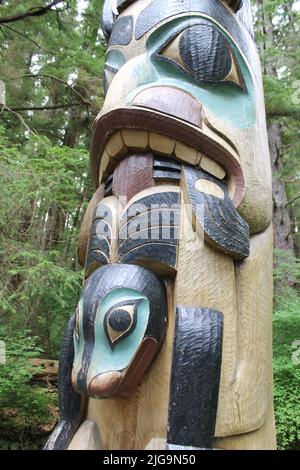 Tlingit totem poles at Sitka National Historical Park, Sitka, Alaska ...