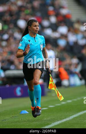 UK. 08th July, 2022. Milton Keynes, England, July 8th 2022: UEFA Match Official Maryna Striletska during the UEFA Womens Euro 2022 football match between Spain and Finland at Stadium MK in Milton Keynes, England. (Pedro Soares/SheKicks/ SPP) Credit: SPP Sport Press Photo. /Alamy Live News Stock Photo