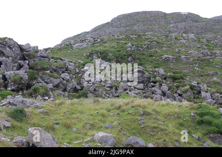 Narrow, winding road on Valentia Island, County Kerry, Ireland Stock Photo