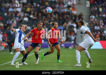 UK. 08th July, 2022. Milton Keynes, England, July 8th 2022: Match action during the UEFA Womens Euro 2022 football match between Spain and Finland at Stadium MK in Milton Keynes, England. (Pedro Soares/SheKicks/ SPP) Credit: SPP Sport Press Photo. /Alamy Live News Stock Photo