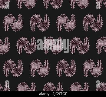 Spiral wave yin and yang seamless pattern. Suitable for web design, textiles, postcards, wrapping paper, covers. Used black and pink colors. Vector illustration Stock Vector
