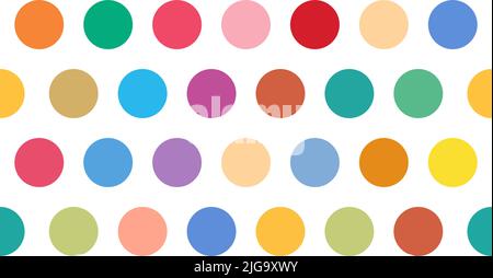 Seamless repeating pattern abstarct bright colorful circles shape. Modern geometric vintage art. Fun kids fabric texture round design. Polka dots gift paper print Stock Vector