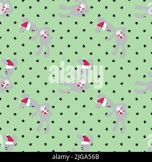 Christmas seamless new year rabbit pattern for wrapping paper and clothes print and kids and gifts and fabrics. High quality illustration Stock Photo