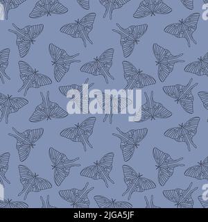 Luna moth seamless butterfly pattern for fabrics and wrapping paper and notebooks and summer clothes print and kids. High quality illustration Stock Photo