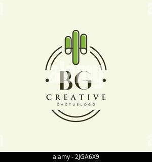 BG Initial letter green cactus logo template vector Stock Vector