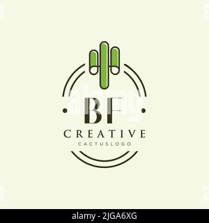 BF Initial letter green cactus logo template vector Stock Vector