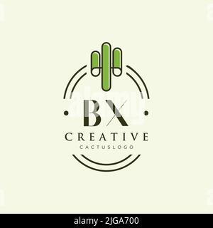 BX Initial letter green cactus logo template vector Stock Vector