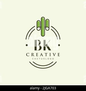 BK Initial letter green cactus logo template vector Stock Vector