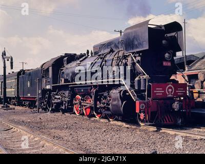 Datong Steam Locomotives, along the railway line between Xiamen and Nanping, Fujian Province, China, 1986 Stock Photo