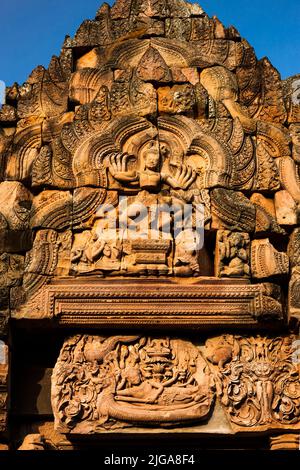 Prasat Hin Khao Phanom Rung, relief of gable, Buri Ram, Buriram,  Isan(Isaan),Thailand, Southeast Asia, Asia Stock Photo