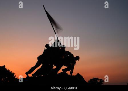 US Marine Corp Memorial, a sculpture in Arlington, Virginia, near Washington, DC shows the rising of the American flag on Iwo Jima during World War II Stock Photo