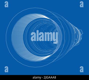 Outline drawing or sketch of cylindrical device Stock Vector