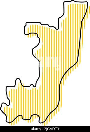 Stylized simple outline map of Congo icon. Blue sketch map of Congo ...
