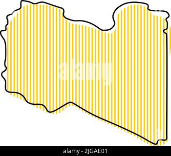 Stylized simple outline map of Libya icon. Blue sketch map of Libya ...
