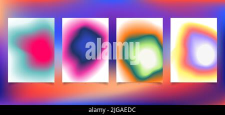 Set of covers print template modern design colorful fluid or liquid gradient shapes background. Vector illustration Stock Vector